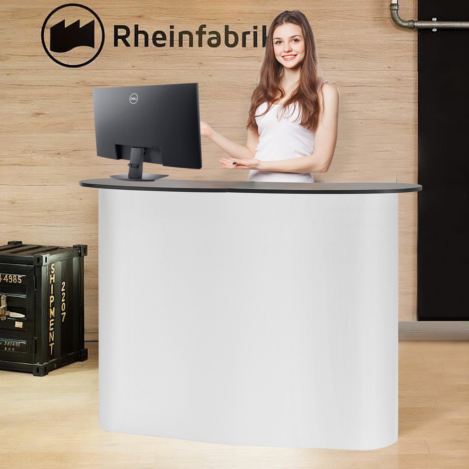 Portable Tradeshow Podium Table Foldable Exhibition Counter with Storage Black