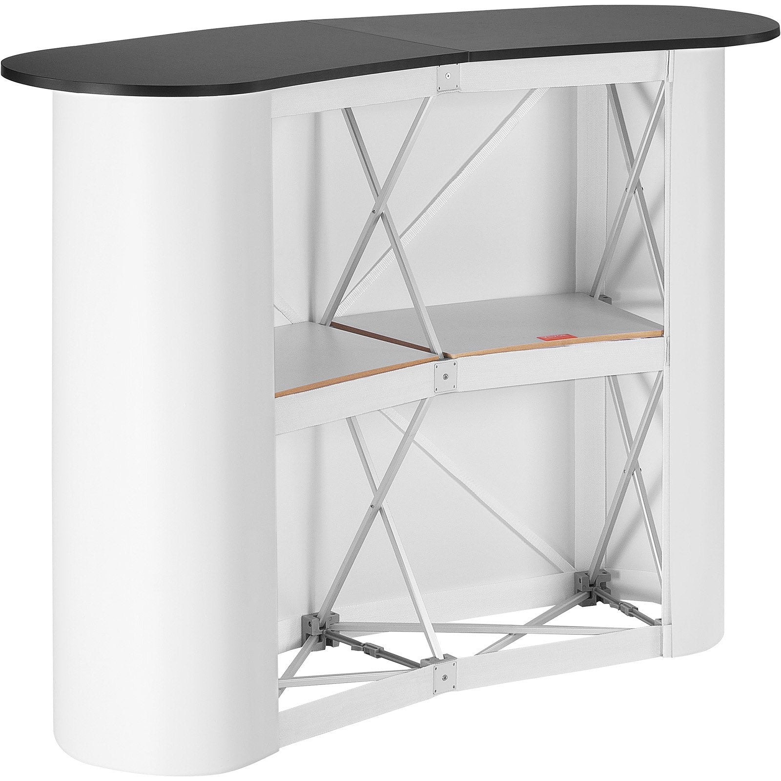 Portable Tradeshow Podium Table Foldable Exhibition Counter with Storage Black