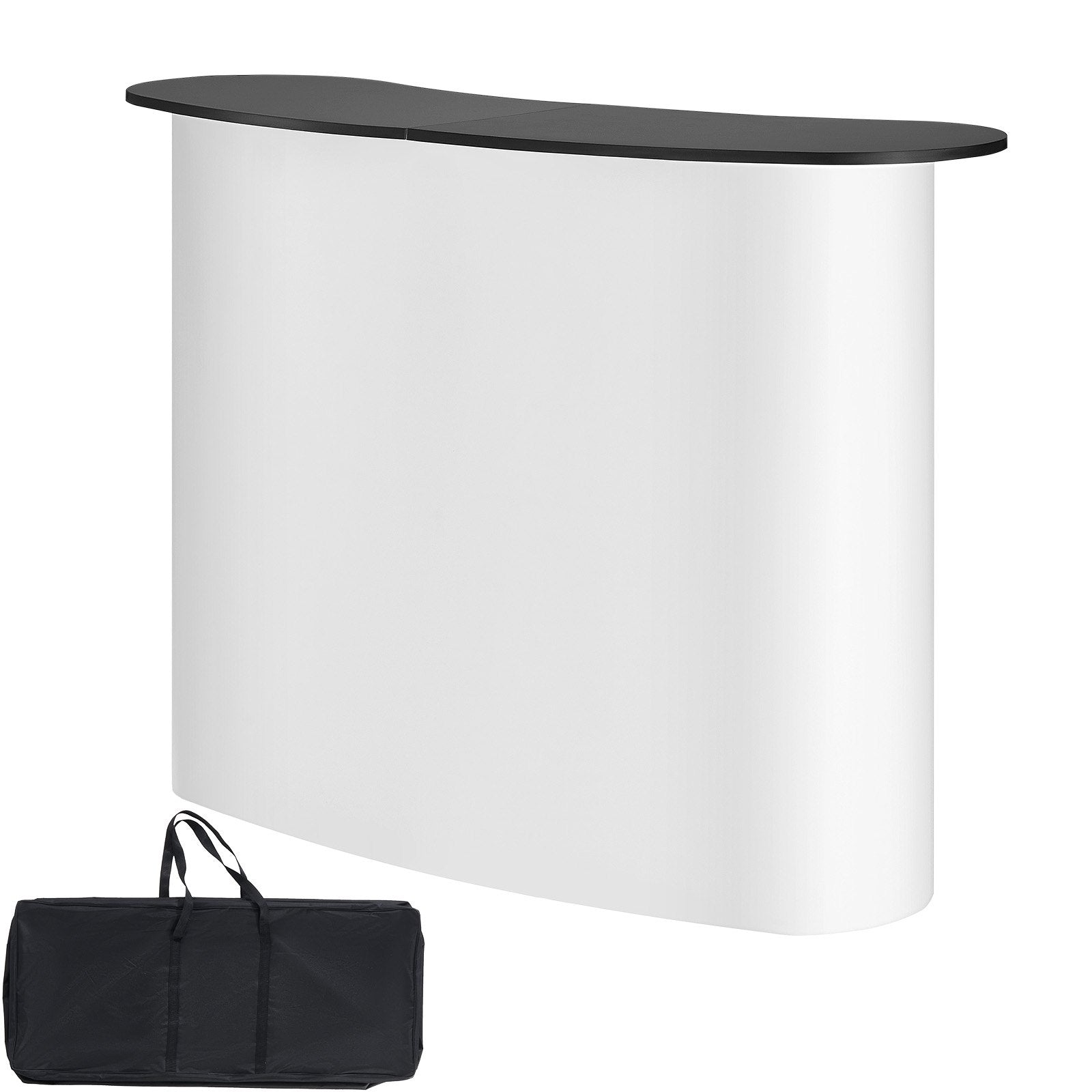 Portable Tradeshow Podium Table Foldable Exhibition Counter with Storage Black