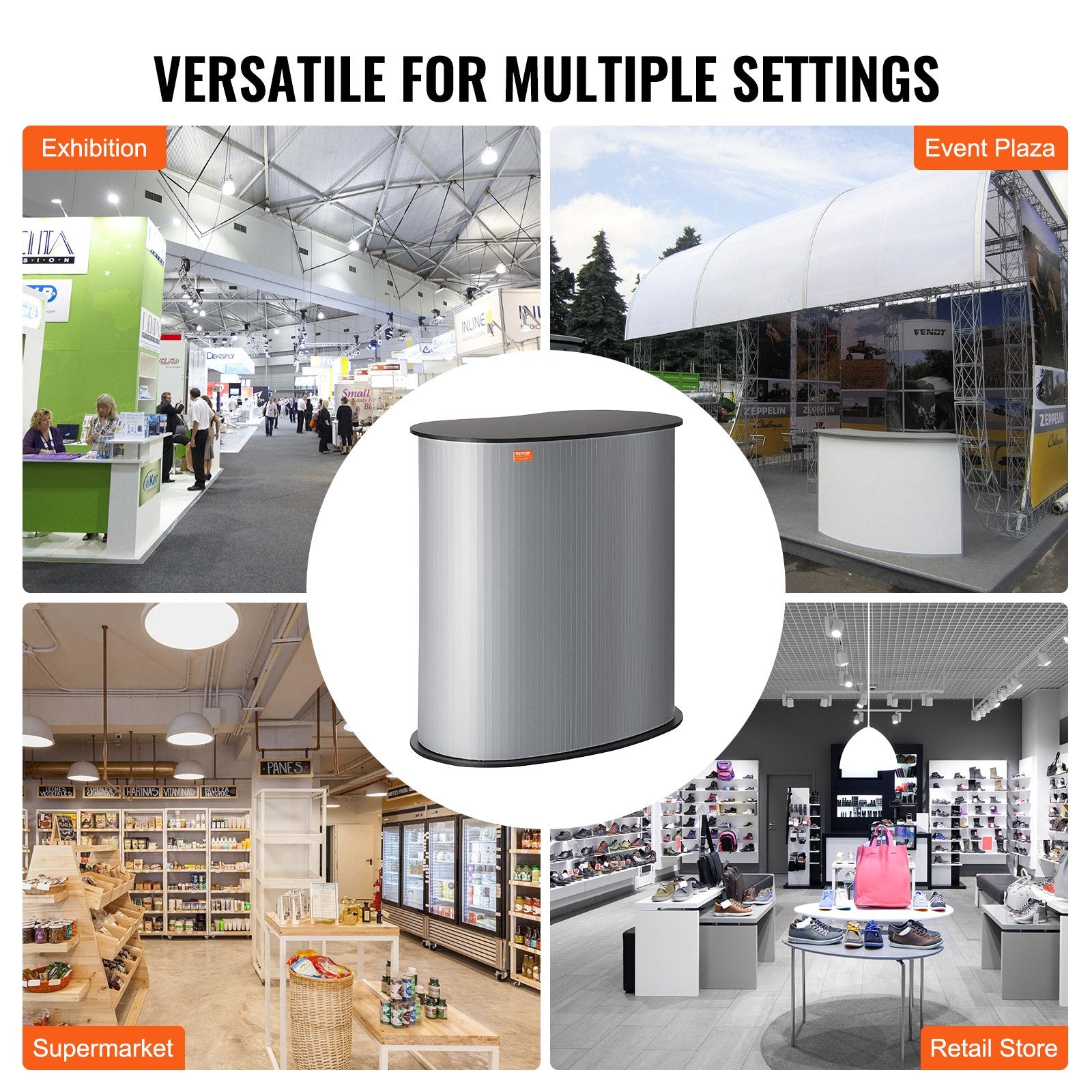 Portable Tradeshow Podium Table Foldable Exhibition Counter with Storage
