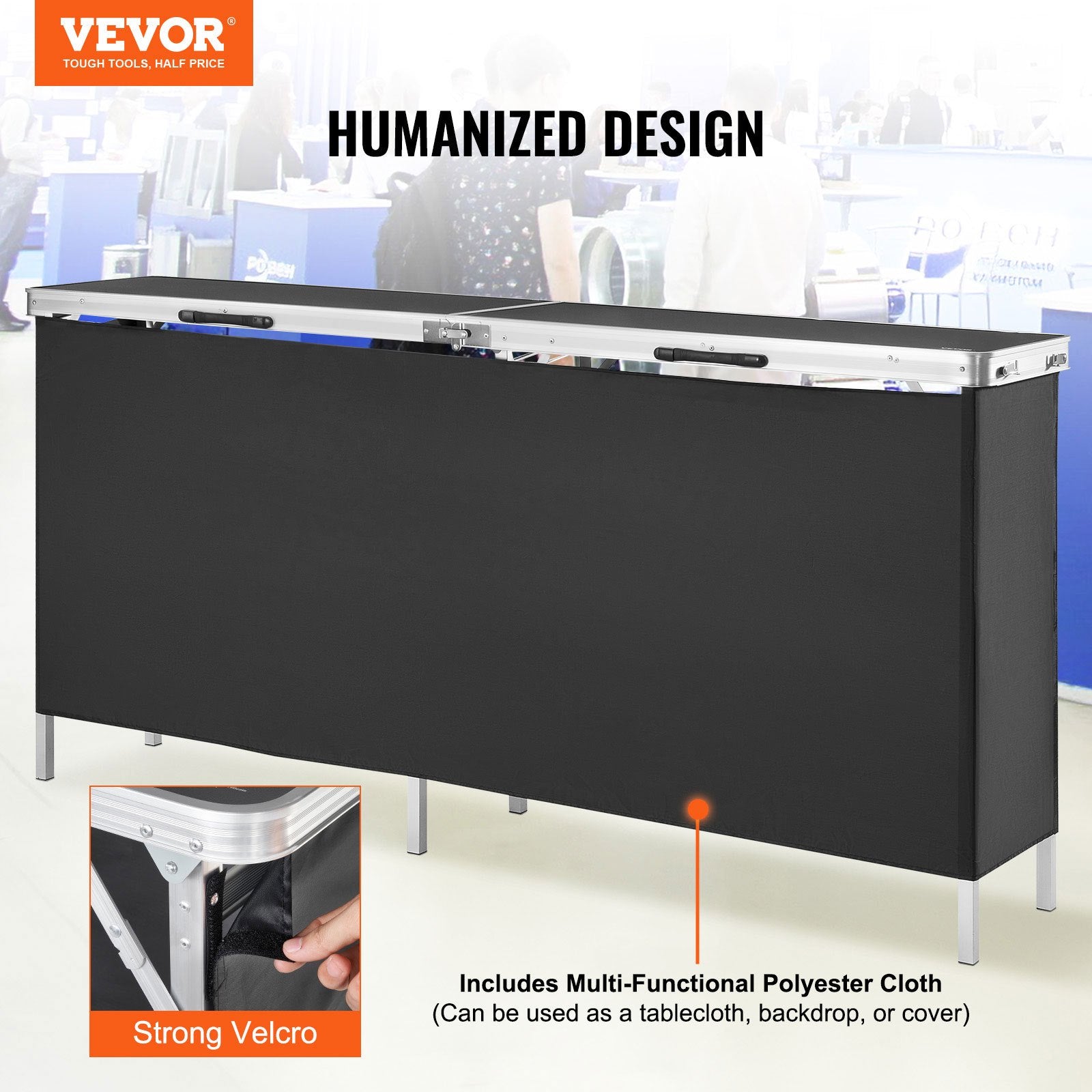 Extra Long Folding Portable Bar Table - Tradeshow Podium Table for Indoor