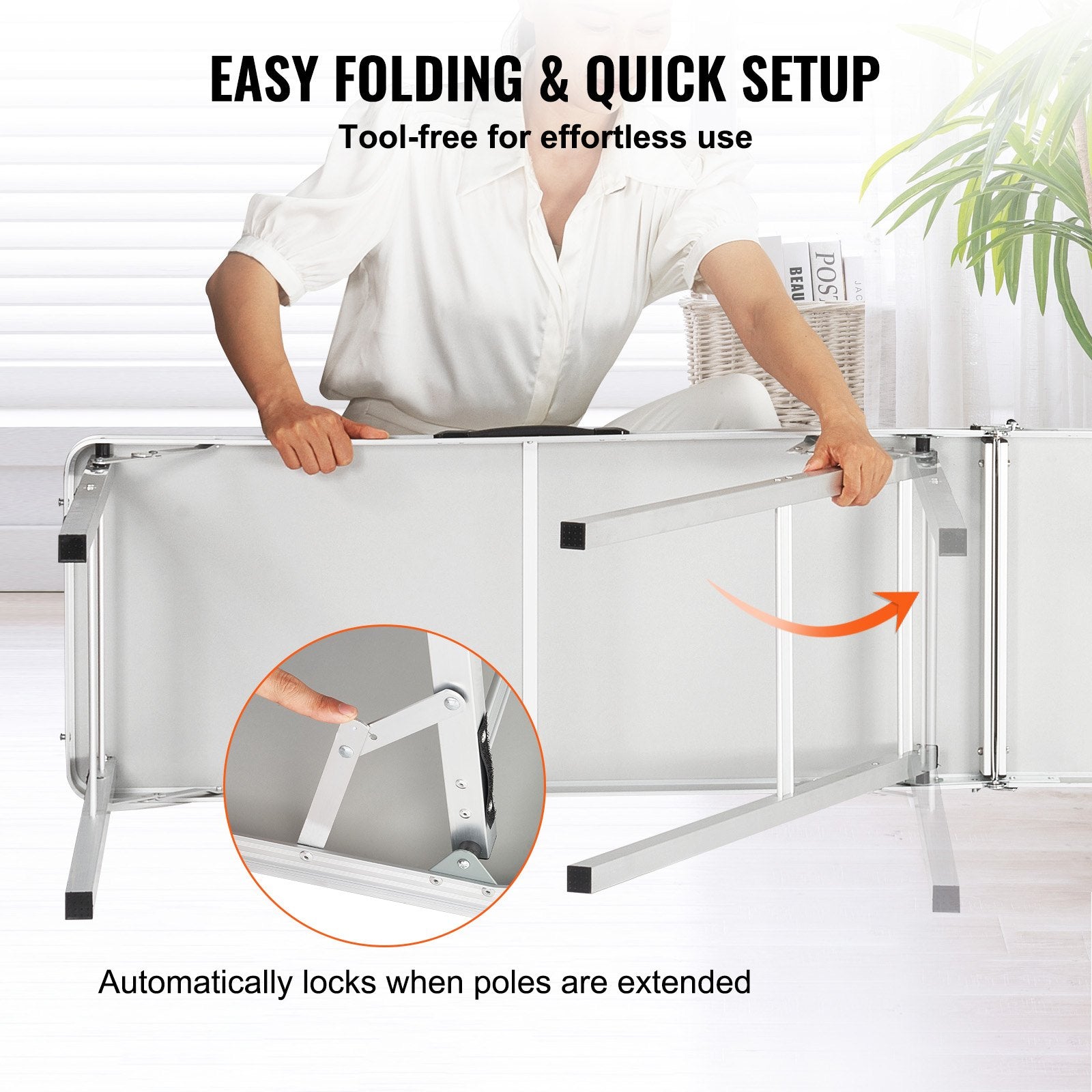 Extra Long Folding Portable Bar Table - Tradeshow Podium Table for Indoor