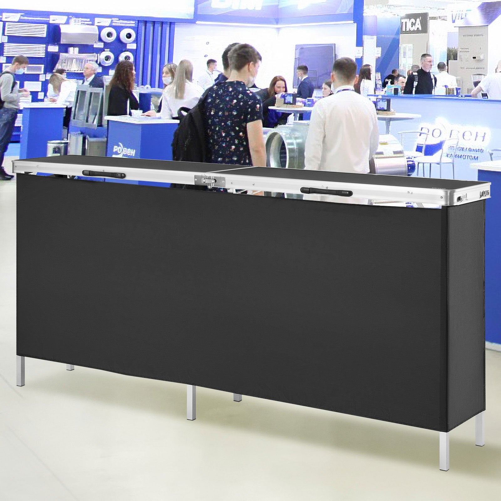 Extra Long Folding Portable Bar Table - Tradeshow Podium Table for Indoor