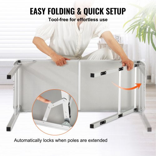 VEVOR Folding Portable Bar Table 38.39x15.16x34.25 in with Carrying Case Skirt