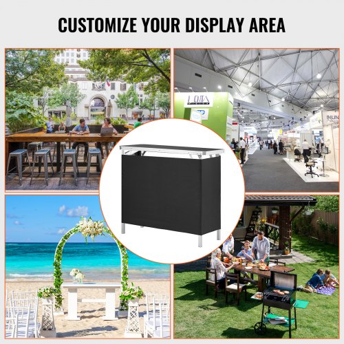 VEVOR Folding Portable Bar Table 38.39x15.16x34.25 in with Carrying Case Skirt