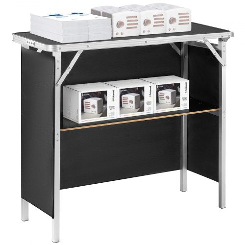 VEVOR Folding Portable Bar Table 38.39x15.16x34.25 in with Carrying Case Skirt