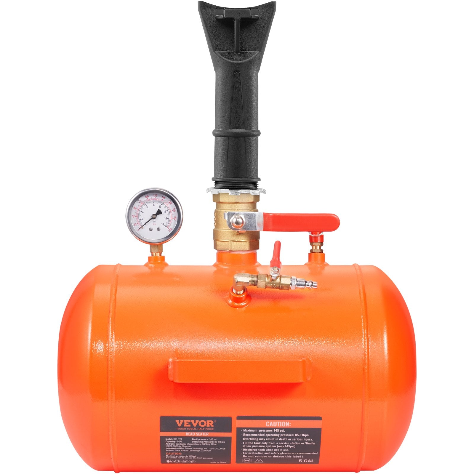 5 Gal Tire Bead Seater Air Bead Blaster Tank with Gauge Handle 145 PSI