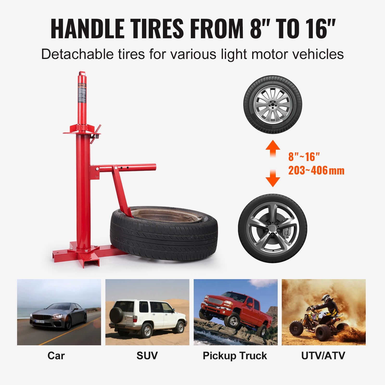Manual Tire Changer Portable Hand Bead Breaker for 203-406mm Tires Truck