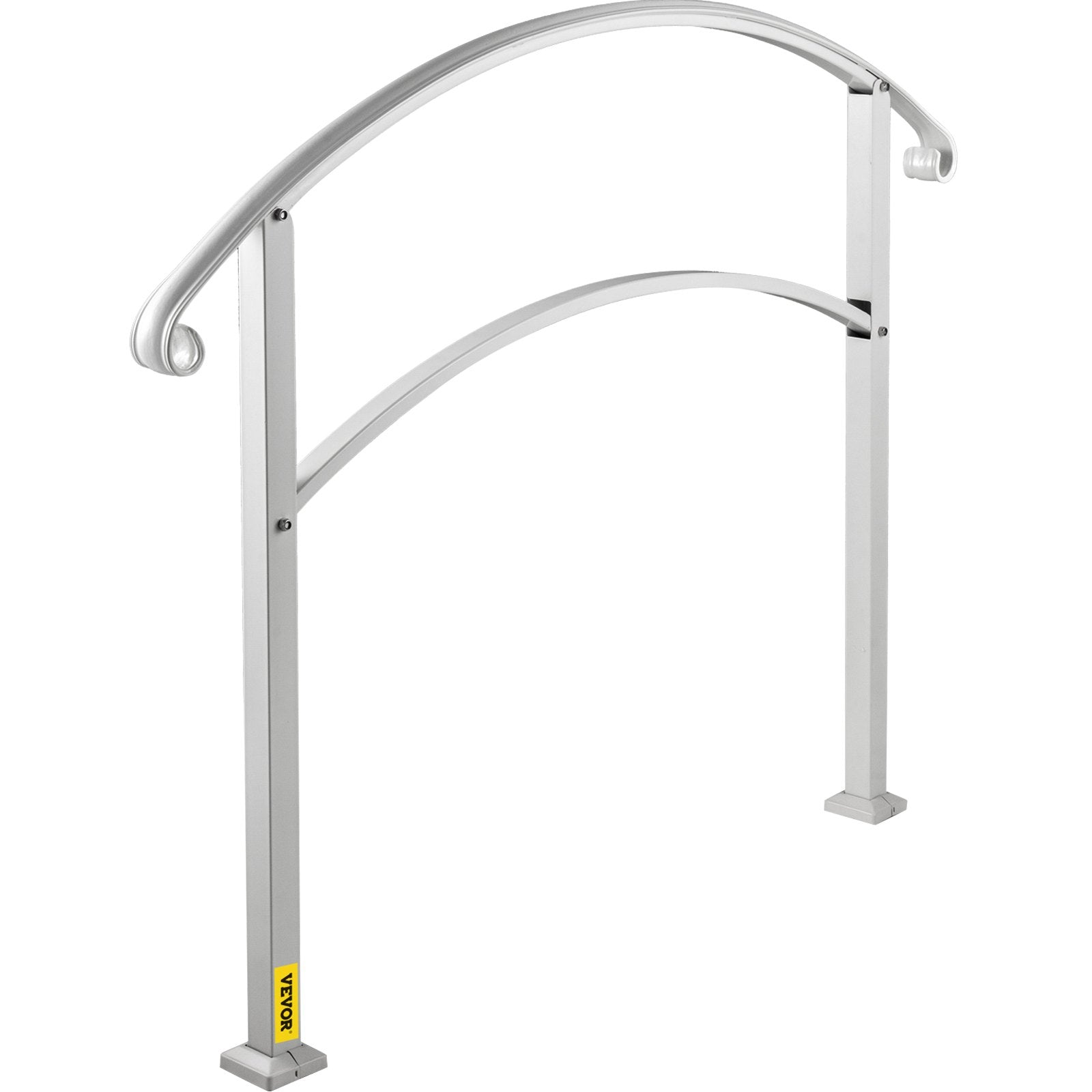 3-Step Handrails for Outdoor Steps Matte White Wrought Iron Stair Rail with Kit
