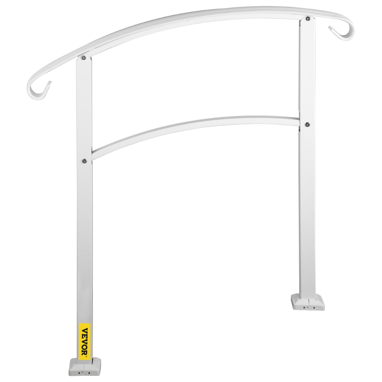3-Step Handrails for Outdoor Steps Matte White Wrought Iron Stair Rail with Kit