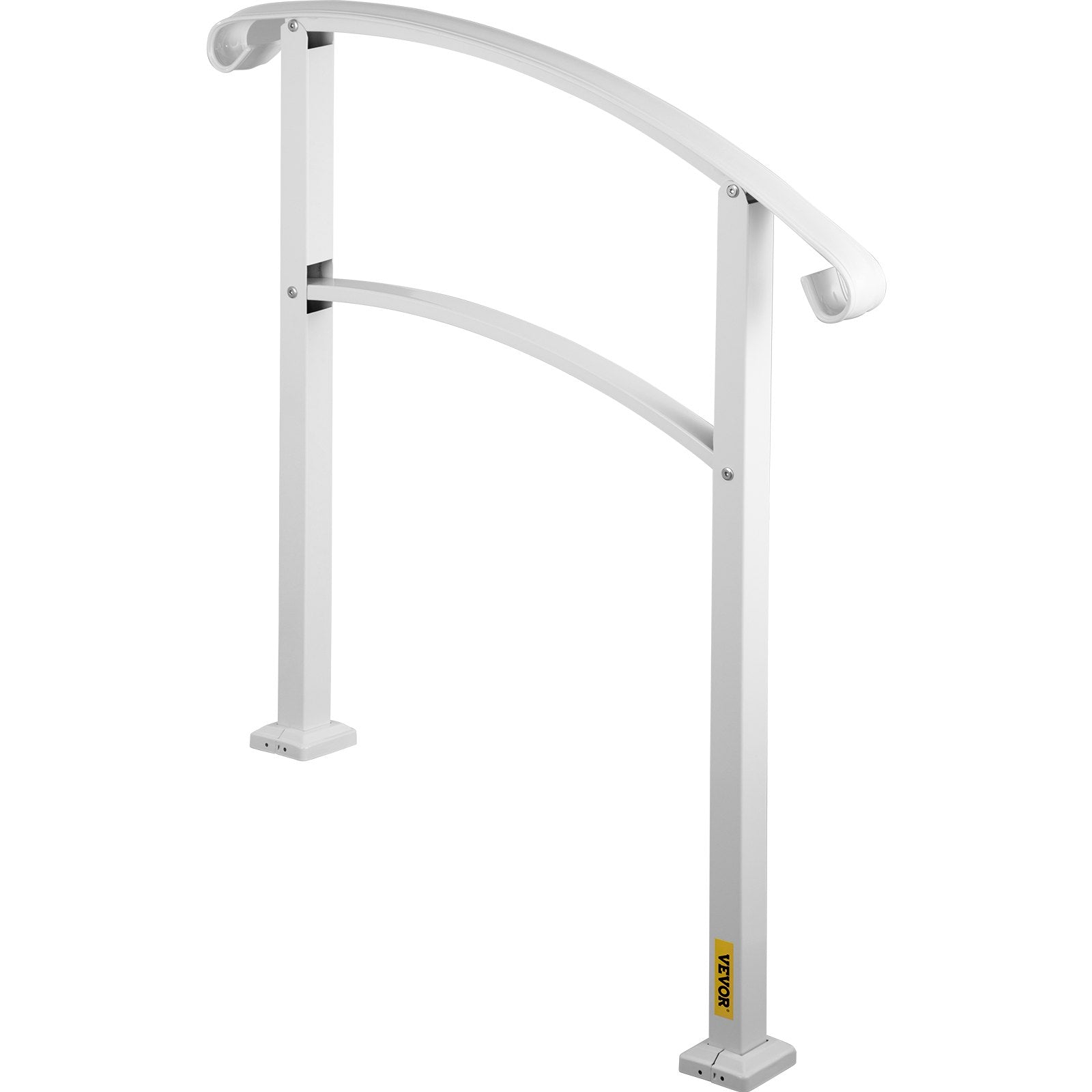 3-Step Handrails for Outdoor Steps Matte White Wrought Iron Stair Rail with Kit