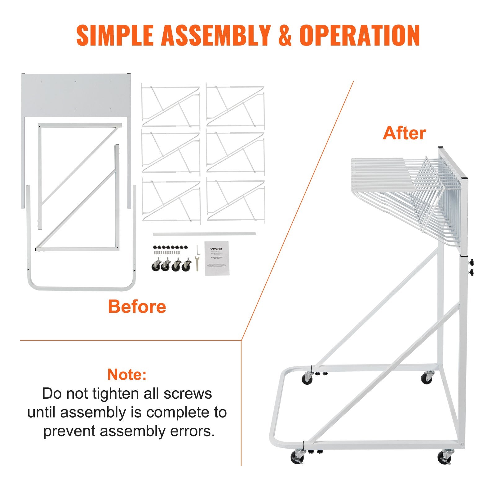 Blueprint Storage Rack Mobile 12 Pivot Brackets Adjustable Height Length