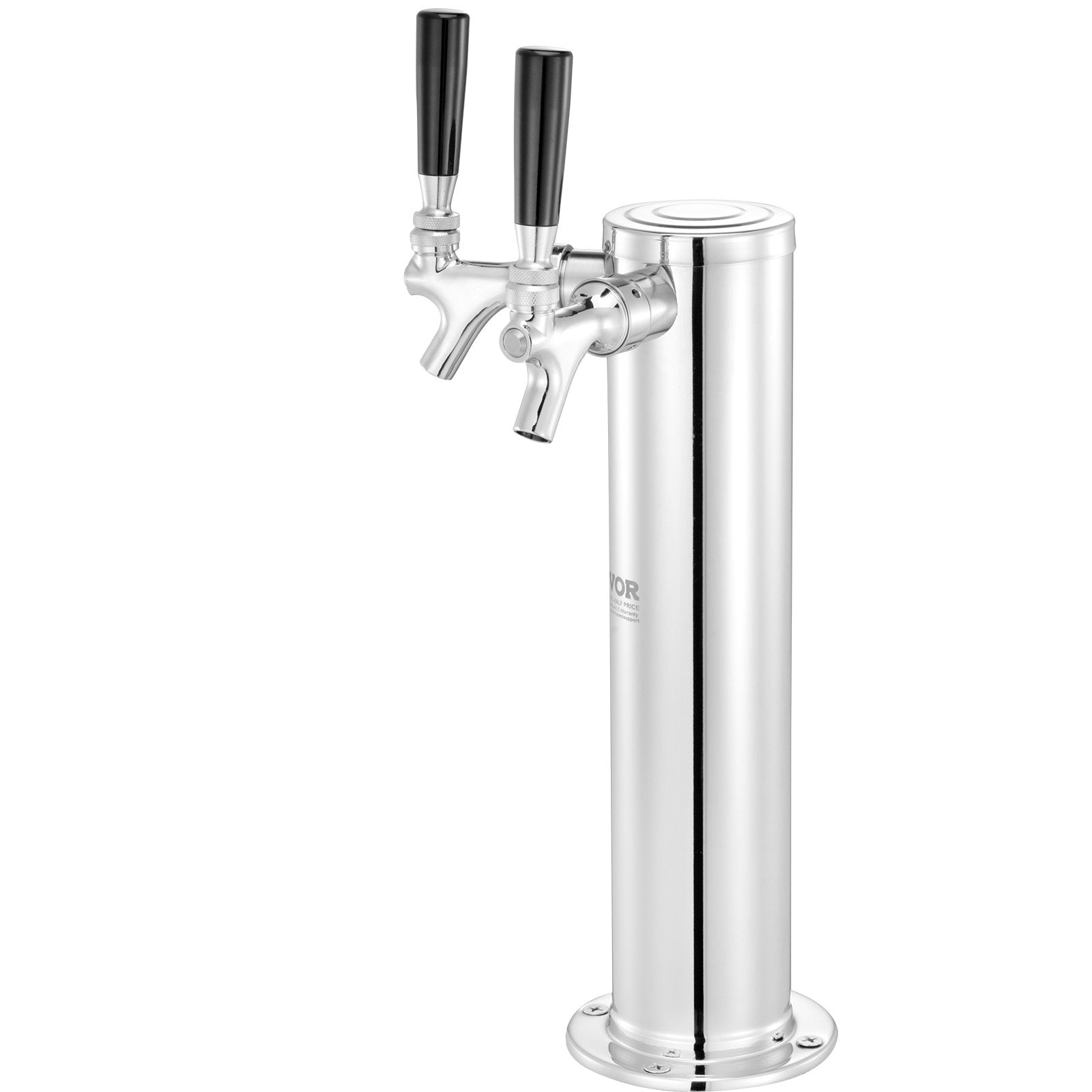 Dual Tap Draft Beer Tower Stainless Steel Kegerator Tower Kit with Faucets