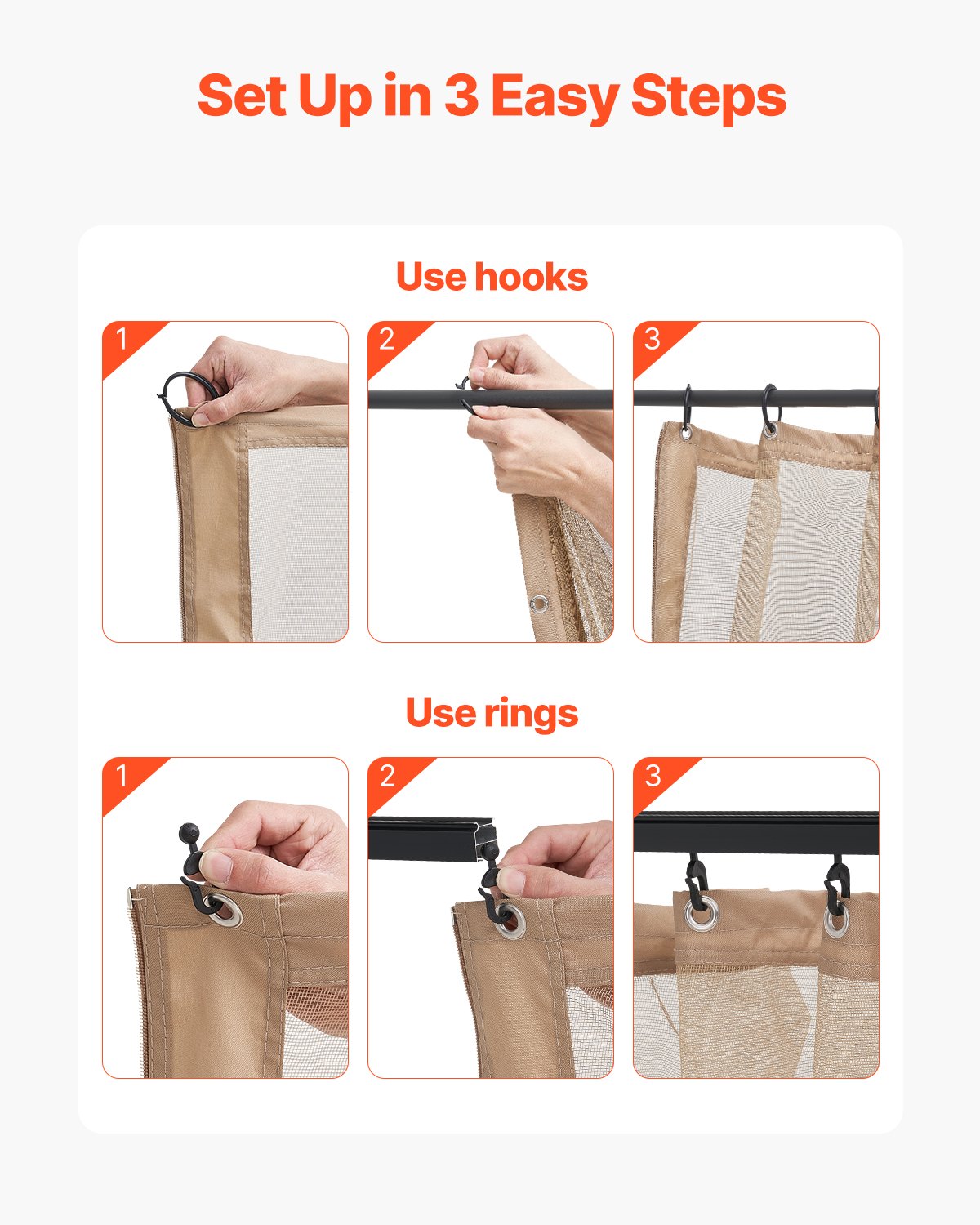 Gazebo Netting Replacement 10x12x7.3FT Outdoor 4-Panel Mesh Curtain Zipper