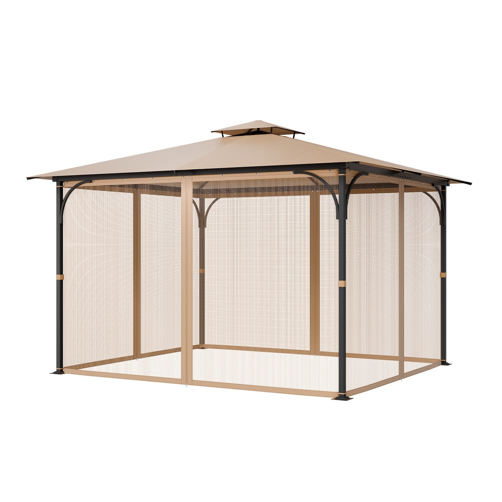 Gazebo Netting Replacement 10x12x7.3FT Outdoor 4-Panel Mesh Curtain Zipper