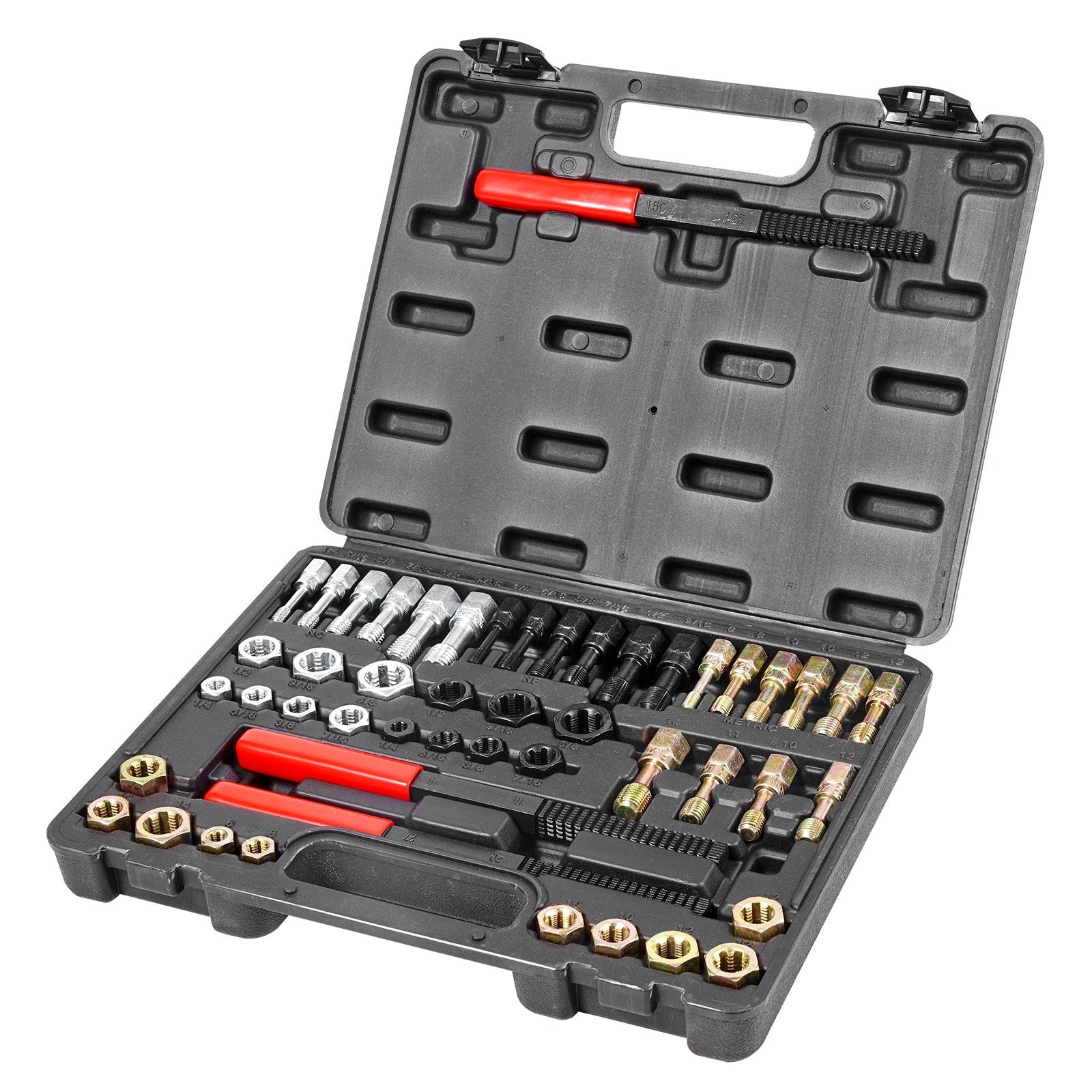 Thread Chaser Set 49-Piece UNC UNF Metric 22 Taps 24 Dies 3 Thread Files Case