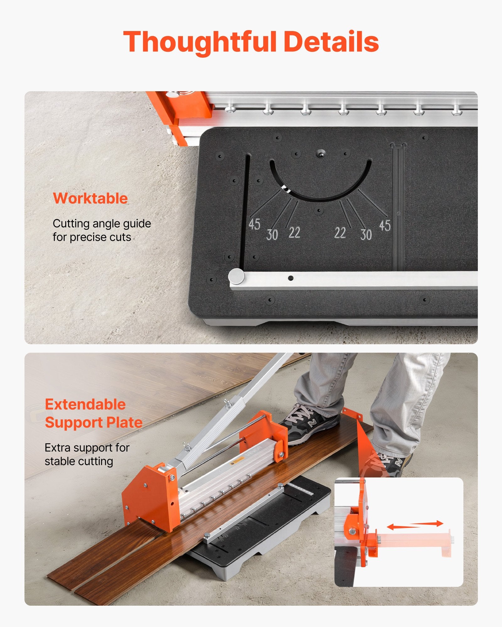 304.8mm Vinyl Floor Cutter 16mm Laminate with Aluminum Lever Telescoping Support