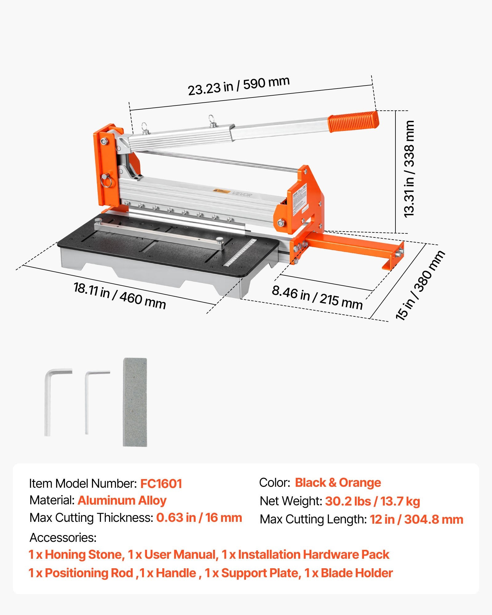 304.8mm Vinyl Floor Cutter 16mm Laminate with Aluminum Lever Telescoping Support