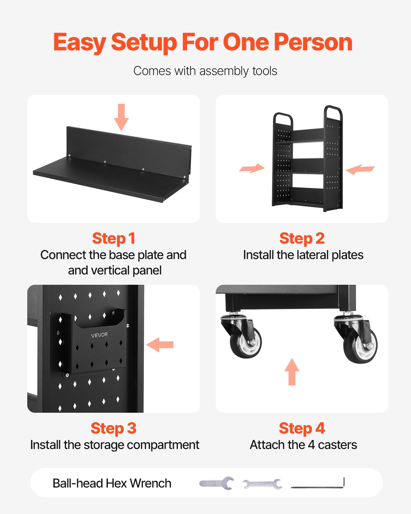 Rolling Library Book Cart 150kg, 77x38x122cm, Single-Sided L Shelves with Lockable Wheels