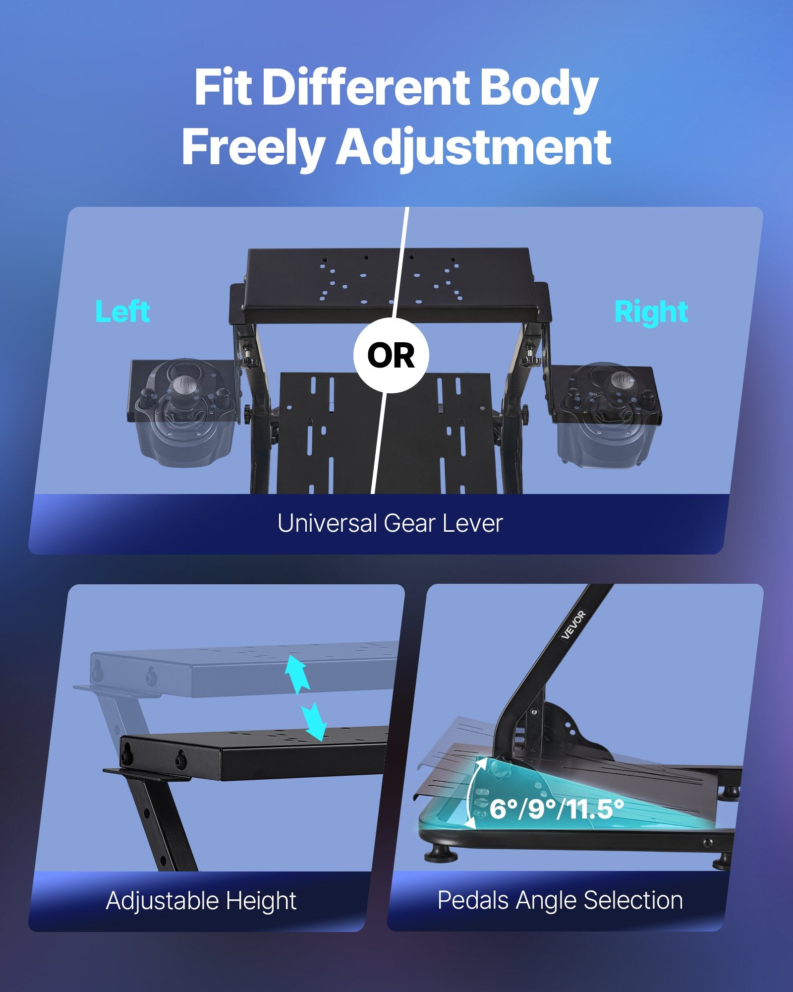 Racing Wheel Stand Adjustable Foldable for Logitech G Thrustmaster Pedal Sim