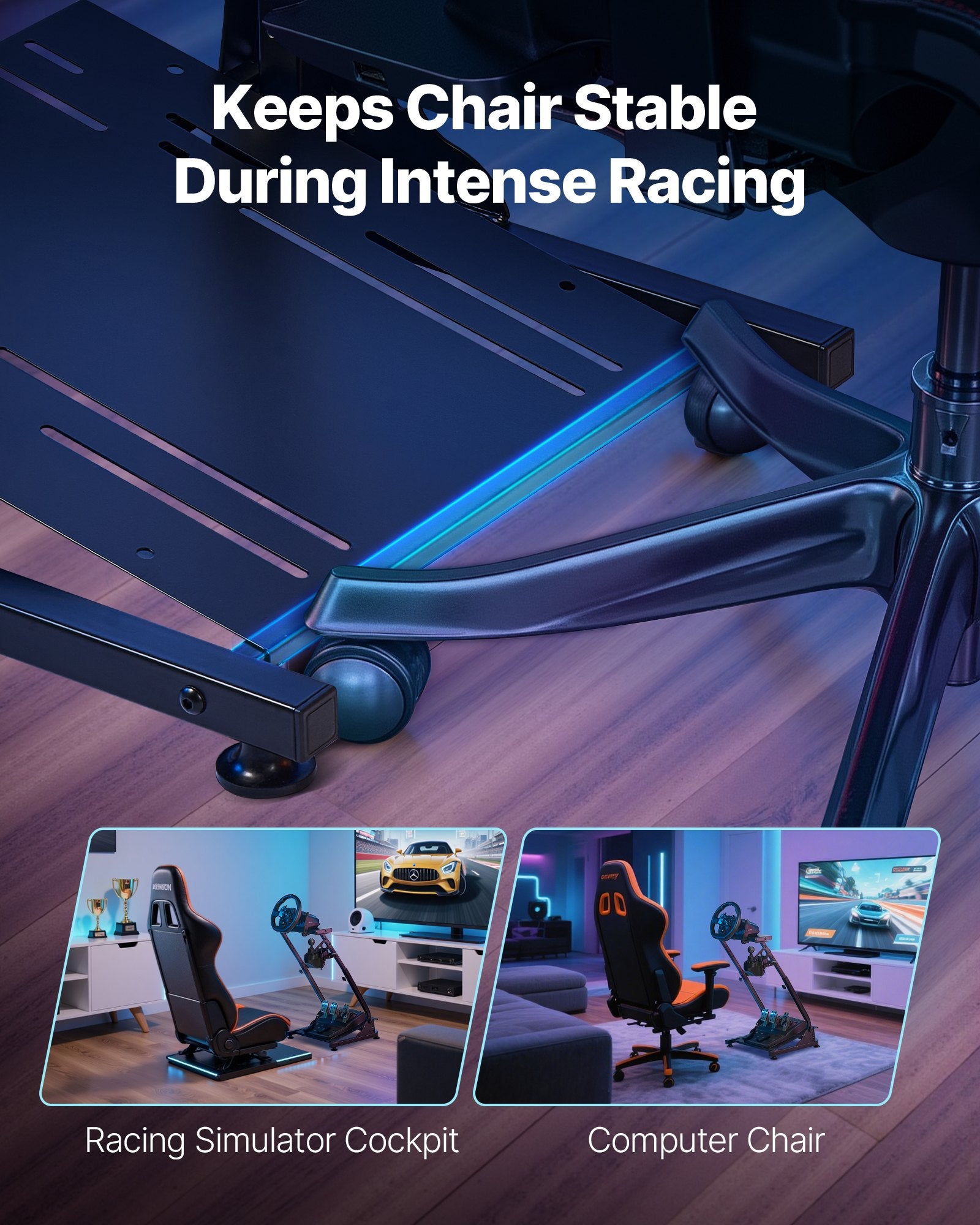 Racing Wheel Stand Adjustable Foldable for Logitech G Thrustmaster Pedal Sim