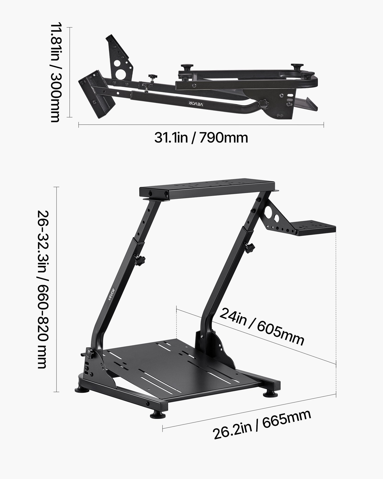 Racing Wheel Stand Adjustable Foldable for Logitech G Thrustmaster Pedal Sim