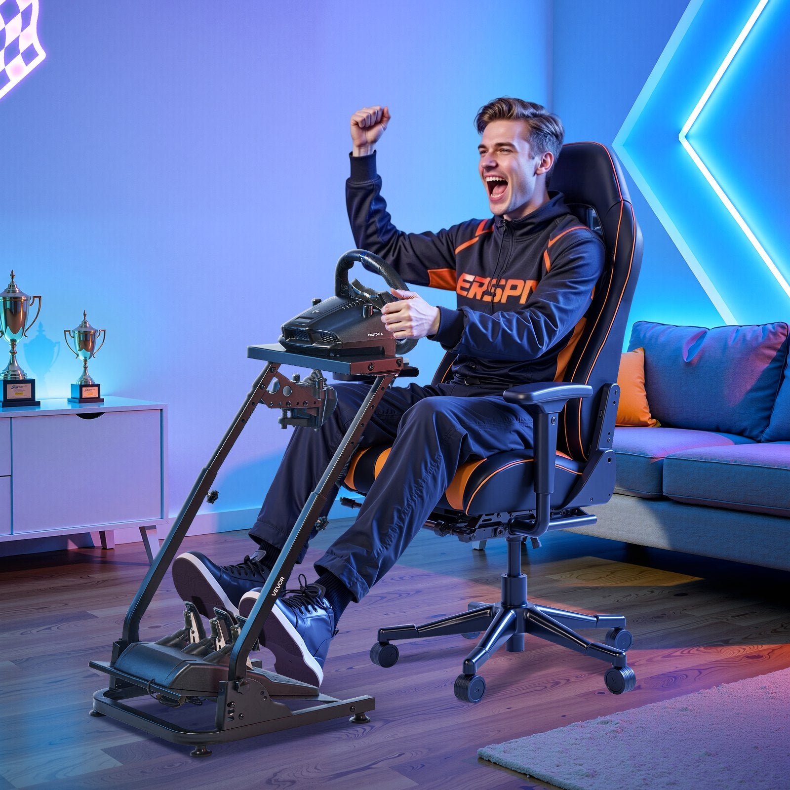 Racing Wheel Stand Adjustable Foldable for Logitech G Thrustmaster Pedal Sim
