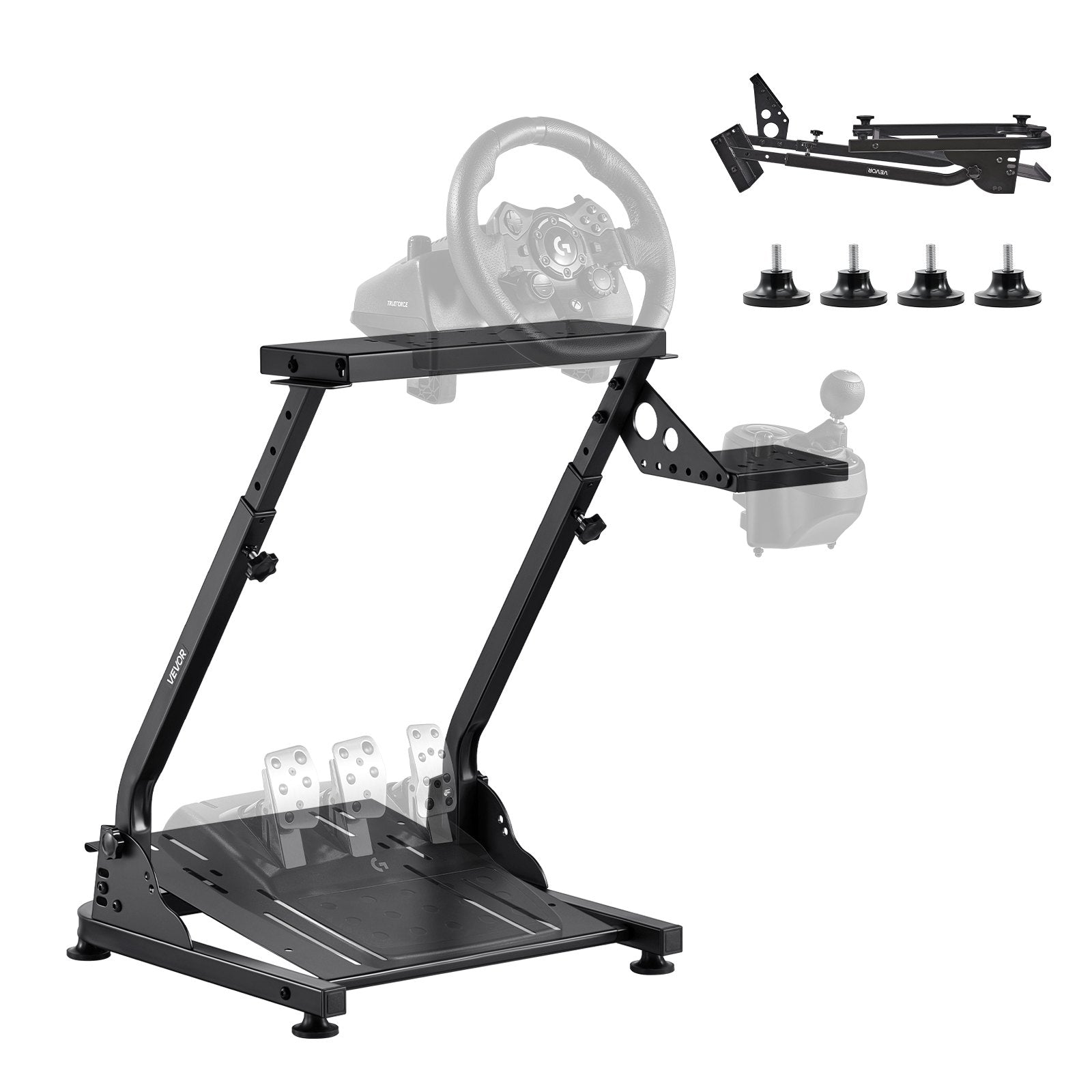 Racing Wheel Stand Adjustable Foldable for Logitech G Thrustmaster Pedal Sim