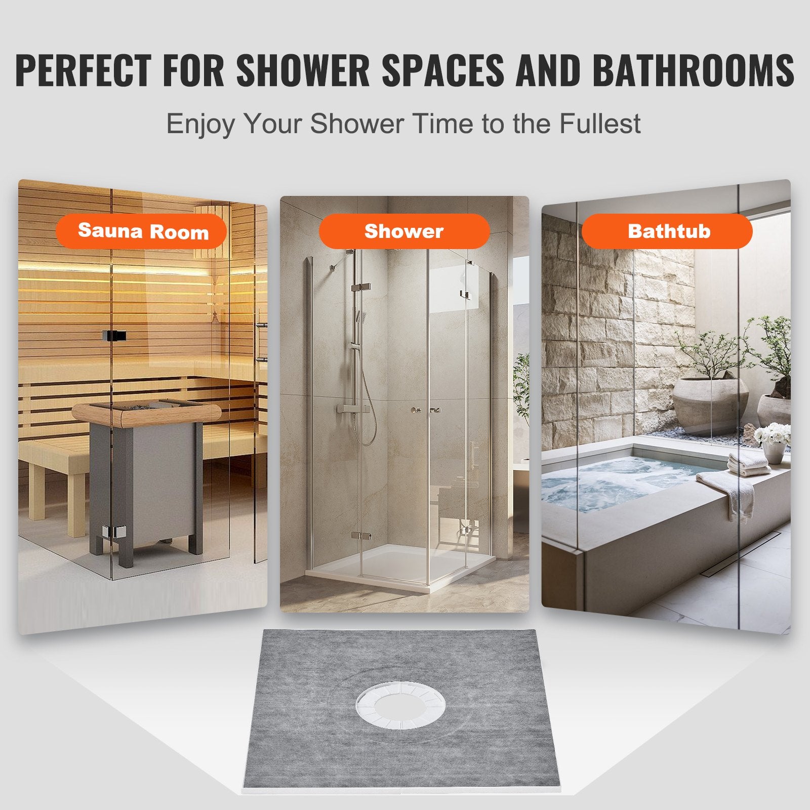 Shower Curb Kit 914x914mm Pan Kit 160mm Central Drain EPS Install Waterproof