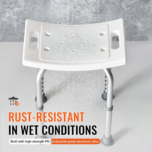 VEVOR Adjustable Shower Stool with Built-in Handles Non-Slip Seat for Elderly