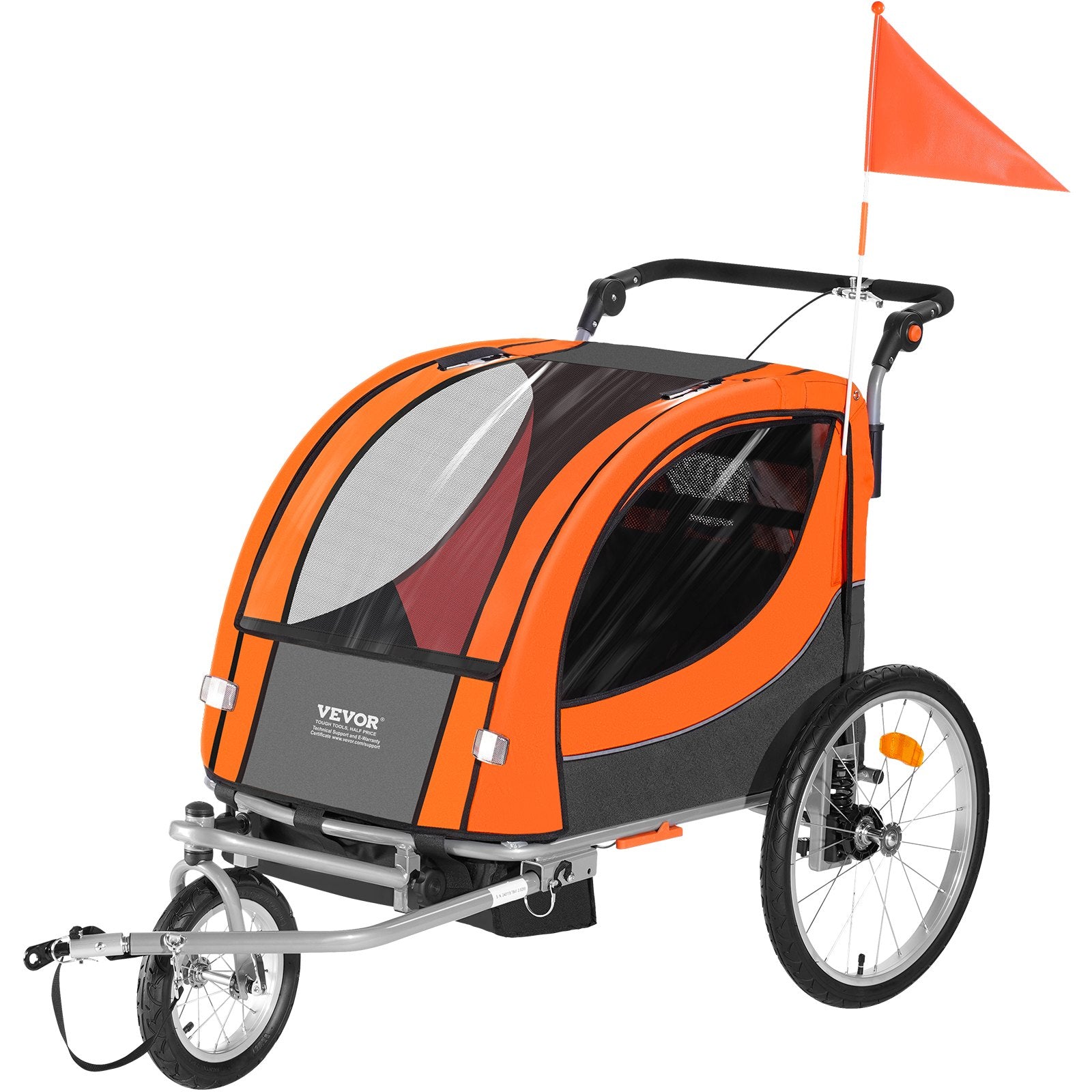 Bike Trailer for Kids, Double Seat, 45kg, 2-in-1 Stroller Carrier, Foldable
