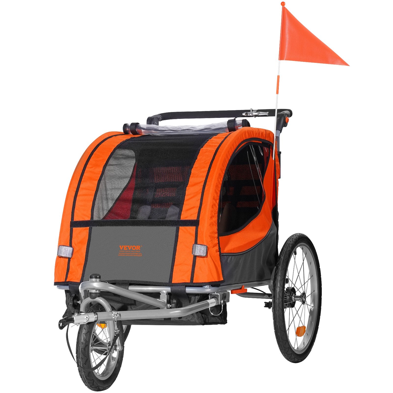 Bike Trailer for Kids, Double Seat, 45kg, 2-in-1 Stroller Carrier, Foldable