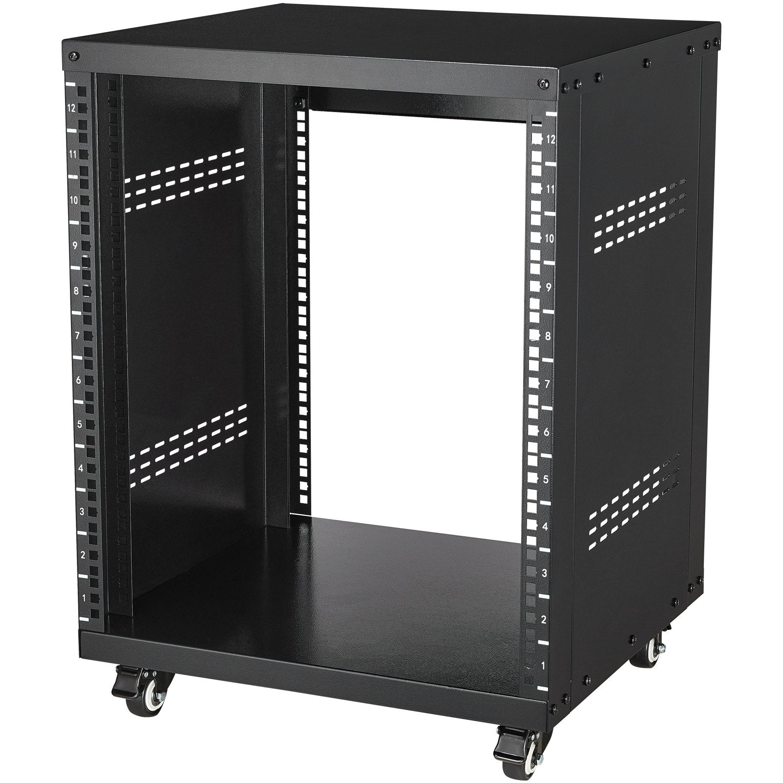 12U AV Rack Stand 136kg Lockable Casters Vent for 482.6mm Audio Video Equipment