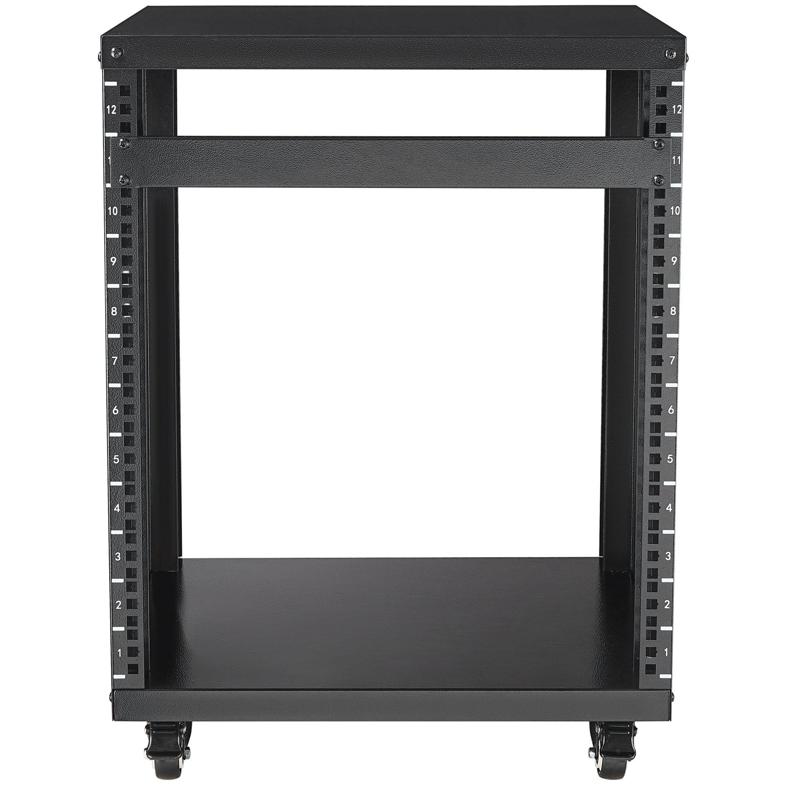 12U AV Rack Stand 136kg Lockable Casters Vent for 482.6mm Audio Video Equipment