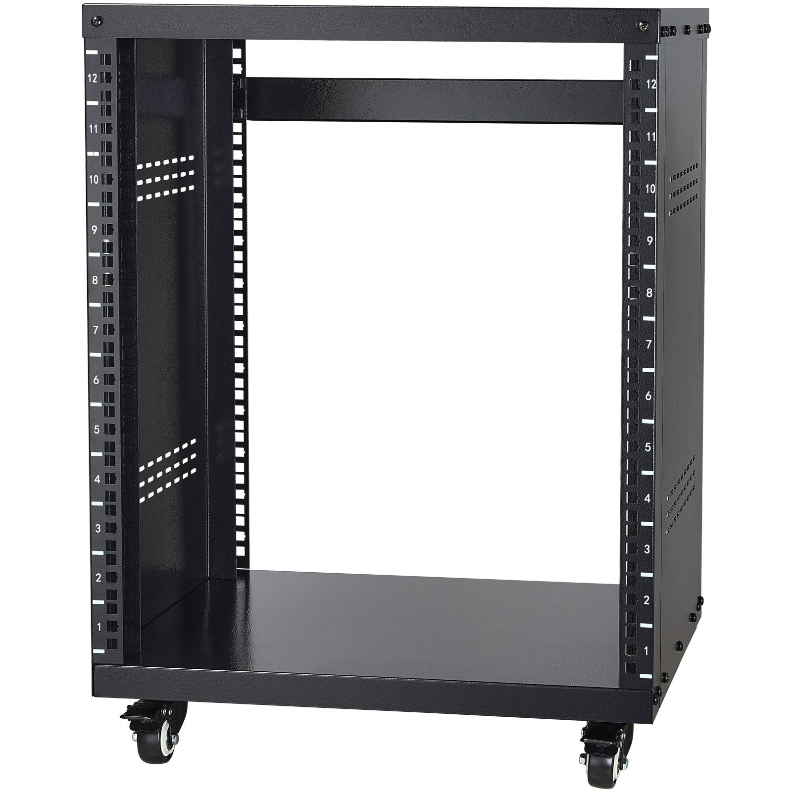 12U AV Rack Stand 136kg Lockable Casters Vent for 482.6mm Audio Video Equipment
