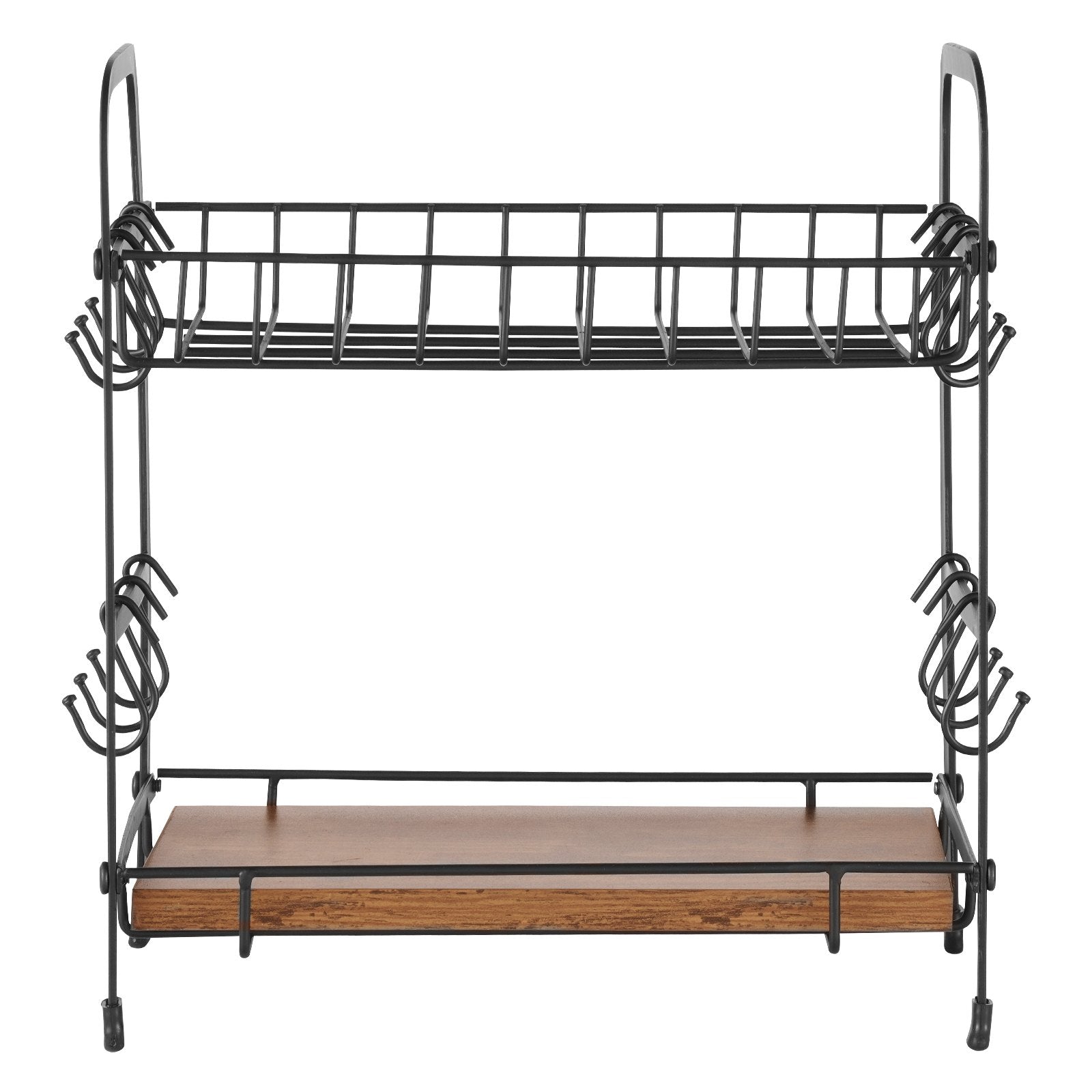 Coffee Bar Organizer 2 Tier Countertop Mug Holder 2 Shelves 12 Hooks