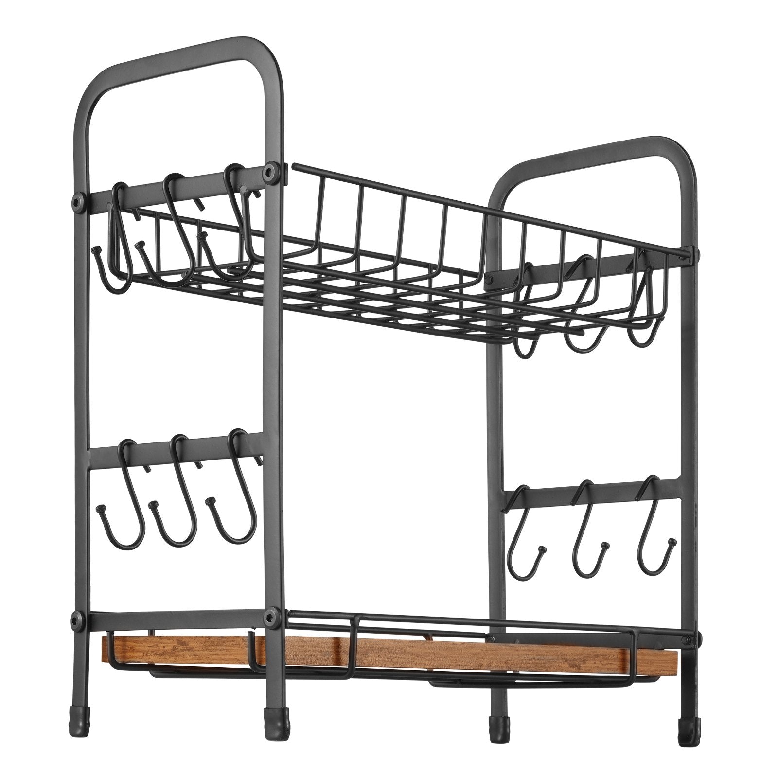Coffee Bar Organizer 2 Tier Countertop Mug Holder 2 Shelves 12 Hooks