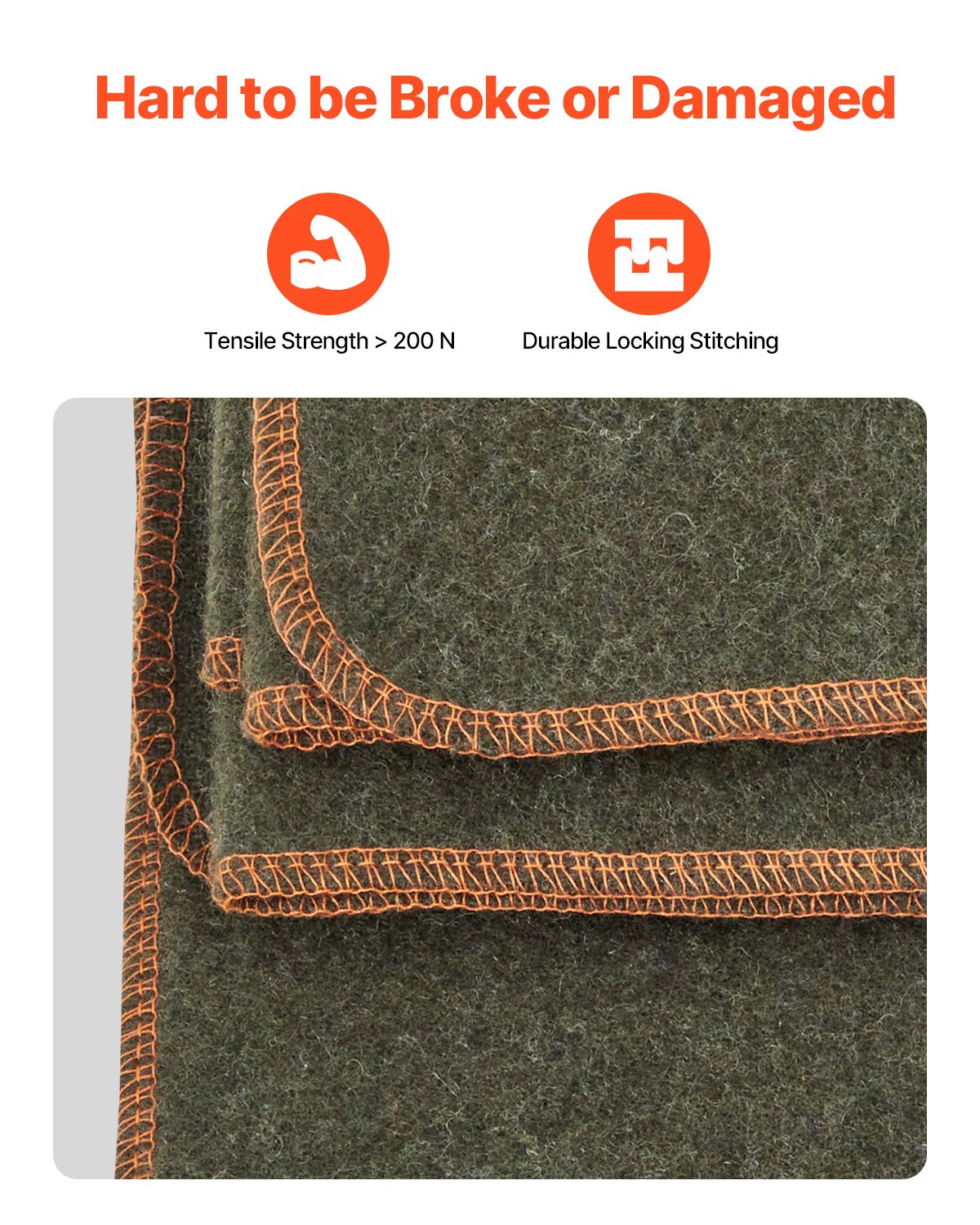 Wool Camping Blanket 1.62x2.23m, Large Warm Waterproof Windproof Flame Retardant