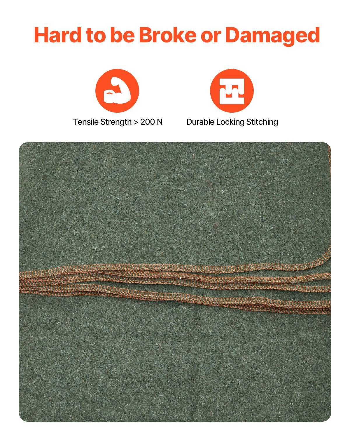 Wool Camping Blanket 1.62m x 2.23m Warm and Waterproof, Texture Multicolour