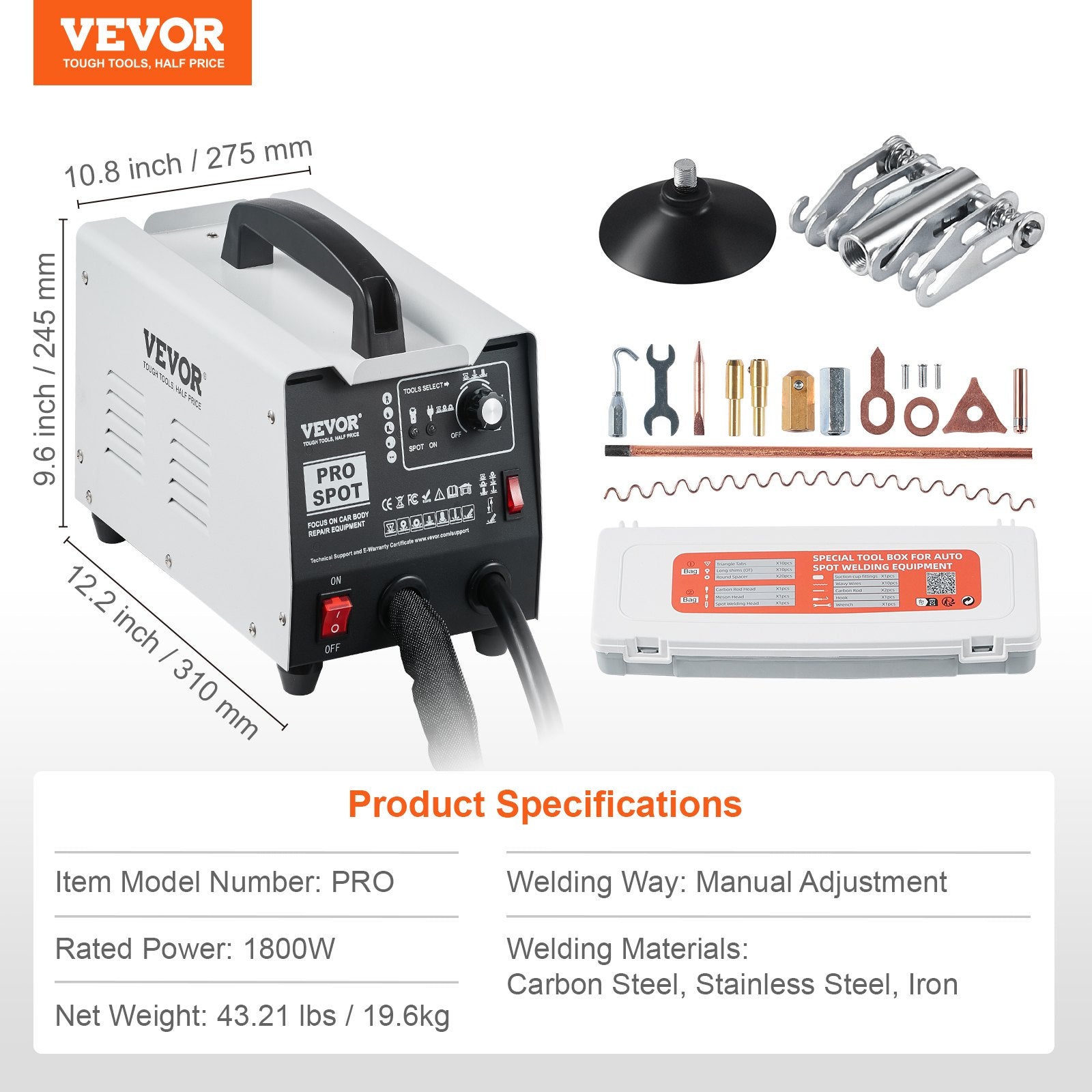 Stud Welder Dent Repair Kit, Spot Welding Dent Puller Machine with 7 Modes & 1.8KW