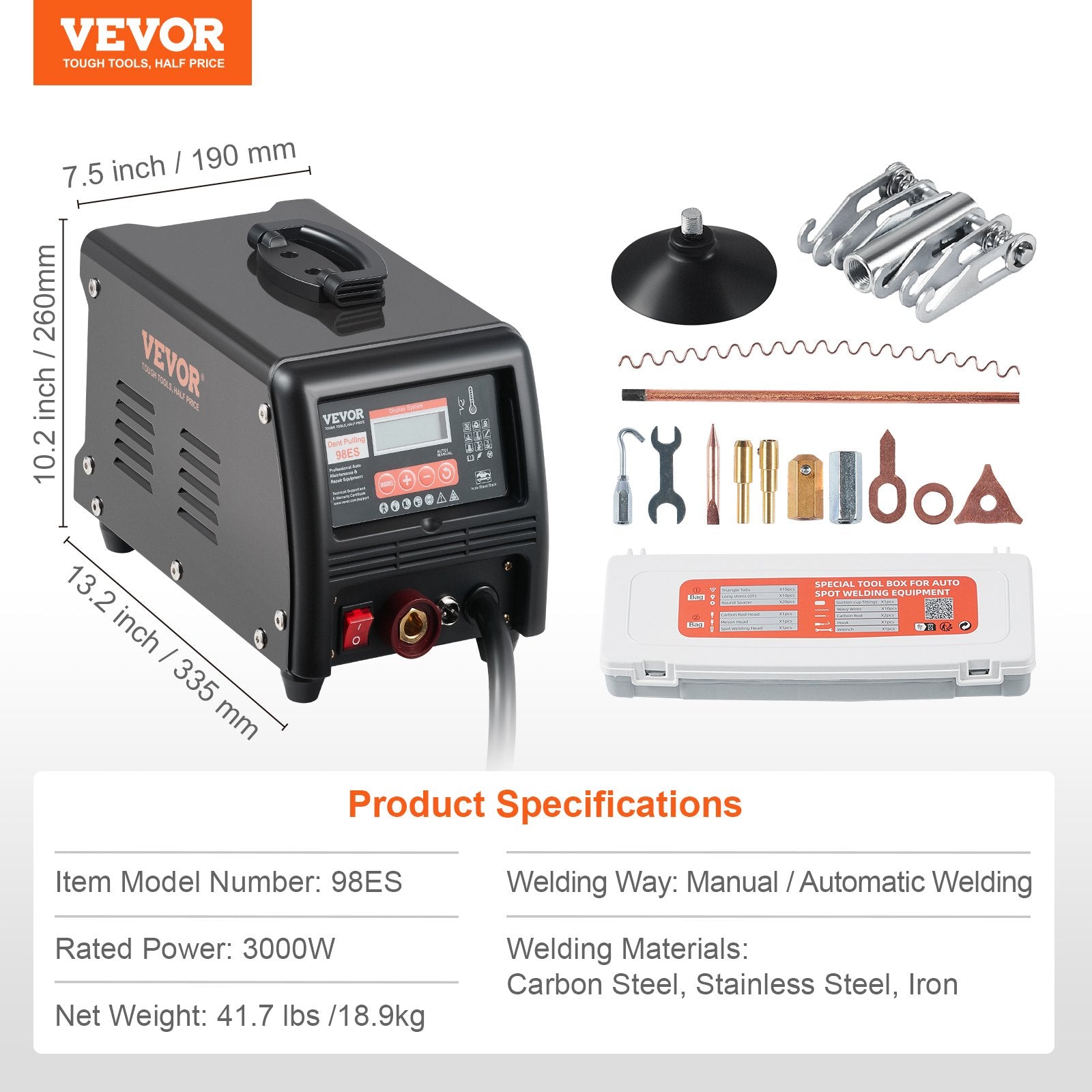 Stud Welder Dent Repair Kit, 3KW Spot Welder Dent Puller with Auto/Manual & 9 Modes