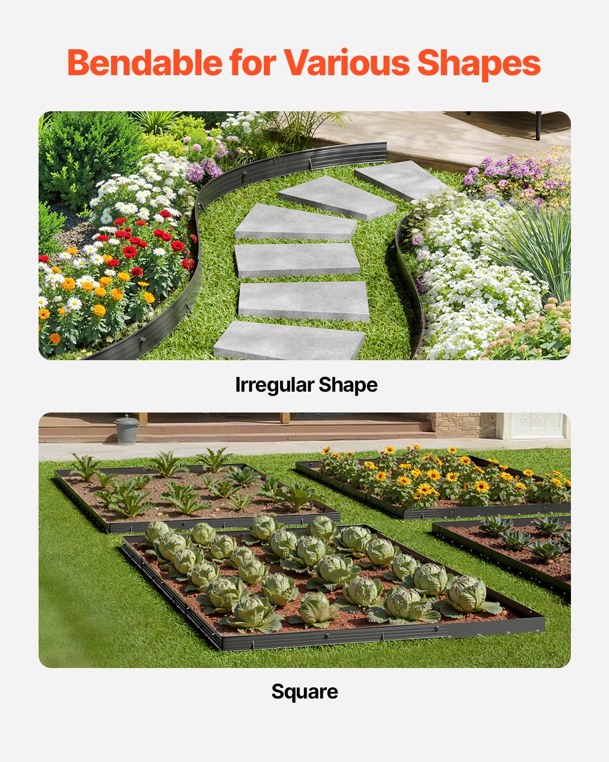 Metal Landscape Edging 8-Pack 72" Rust-Resistant Aluminum Bendable Garden Border