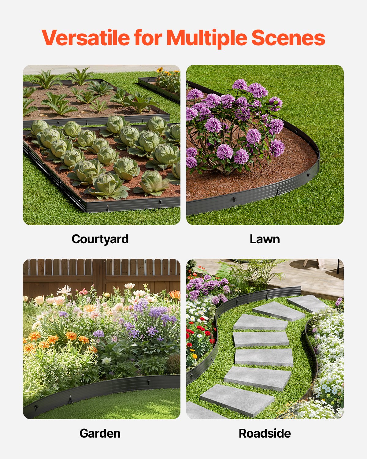 Metal Landscape Edging 8-Pack 72" Rust-Resistant Aluminum Bendable Garden Border