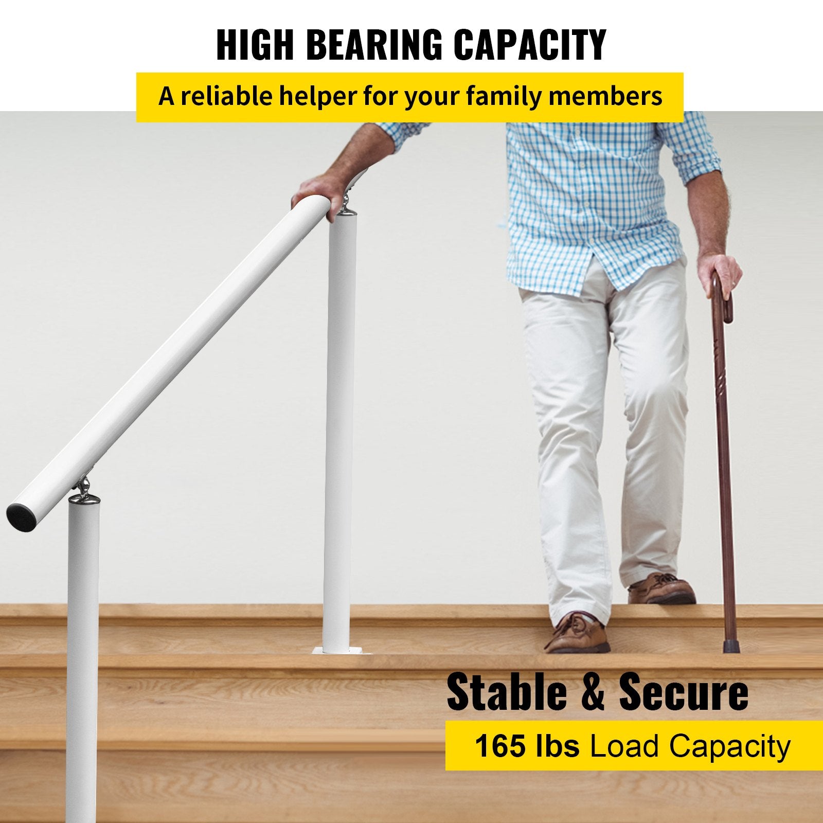 Adjustable Outdoor Handrail 3ft Stair Railing Aluminum White