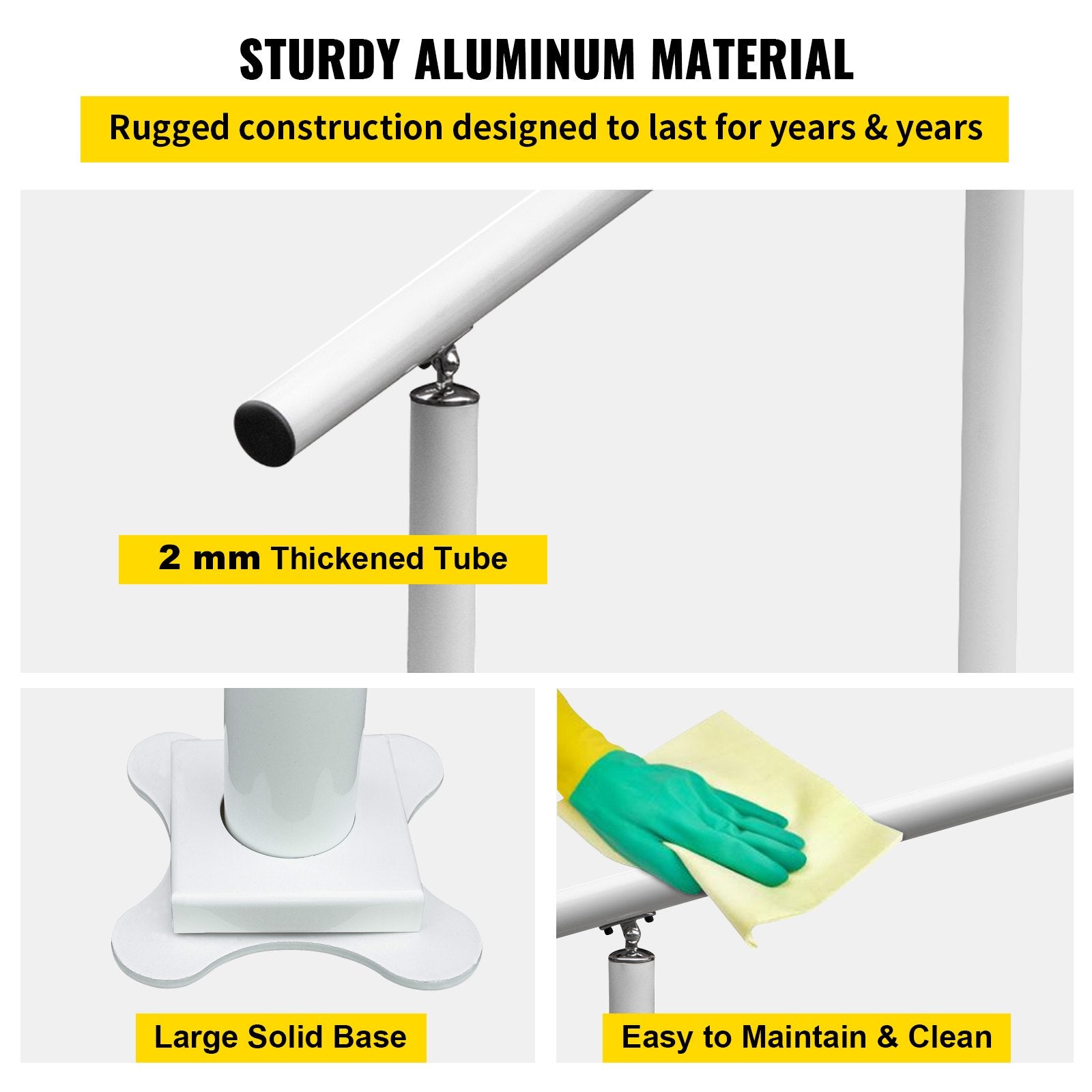 Adjustable Outdoor Handrail 3ft Stair Railing Aluminum White