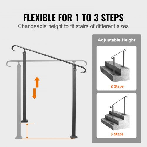 VEVOR Adjustable Outdoor Stair Aluminum Handrail 48 x 35.5 Inch Railing