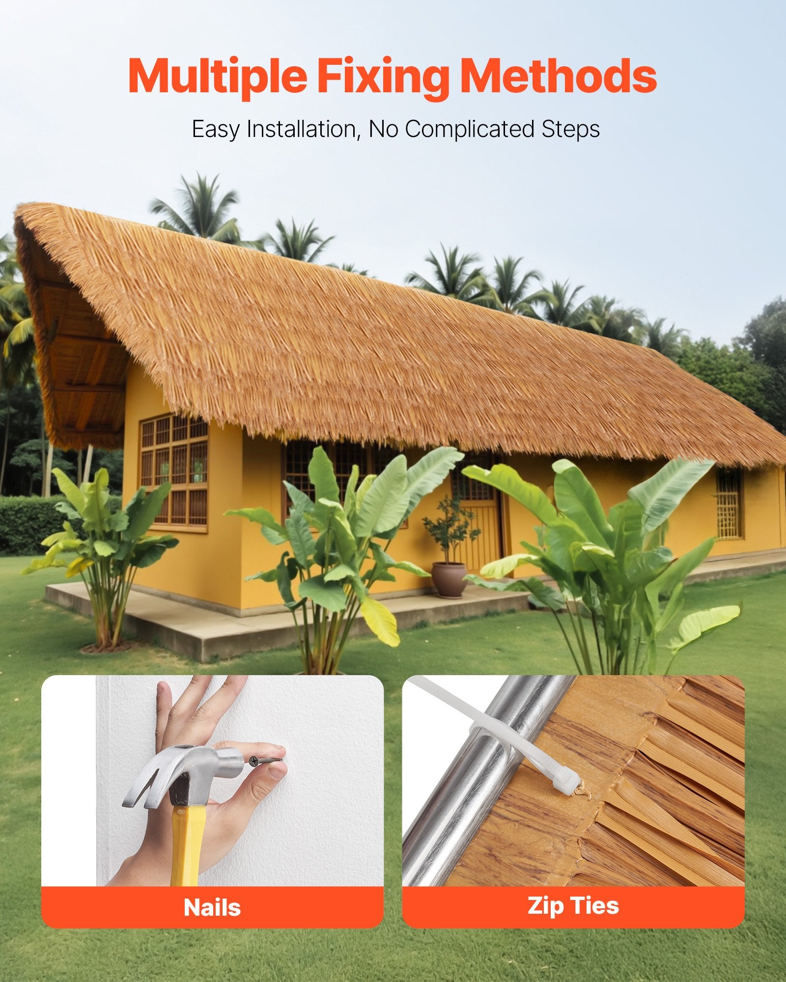 Thatch Grass Roof Artificial 0.4x1m Mexican Tiki Waterproof Fire-Resistant