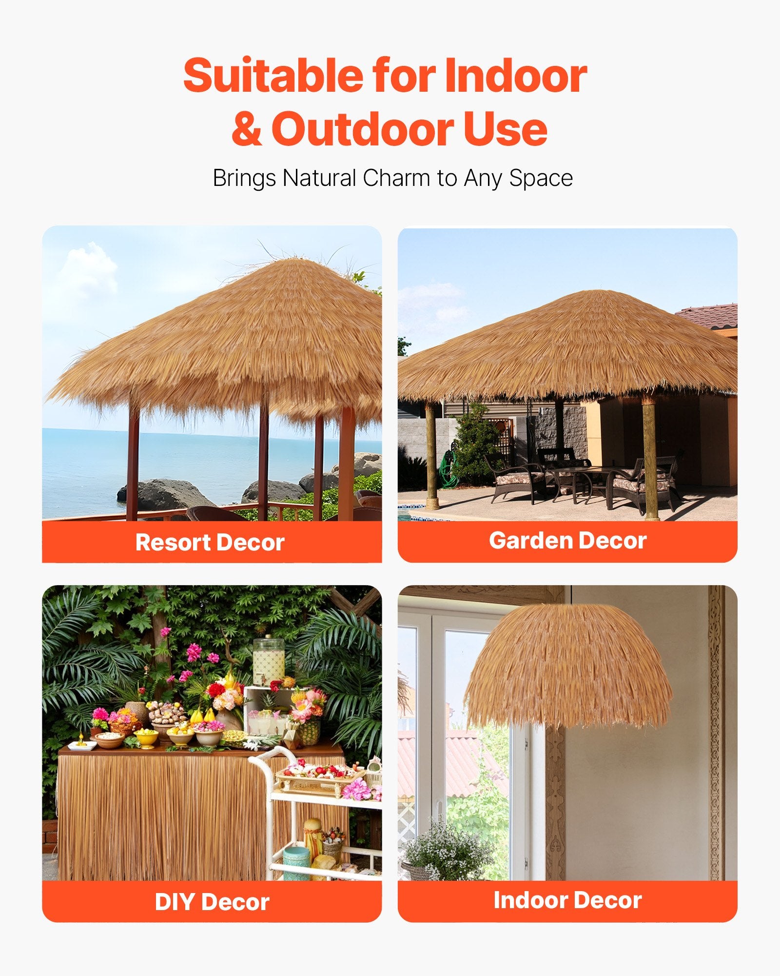 Thatch Grass Roof Artificial 0.4x1m Mexican Tiki Waterproof Fire-Resistant