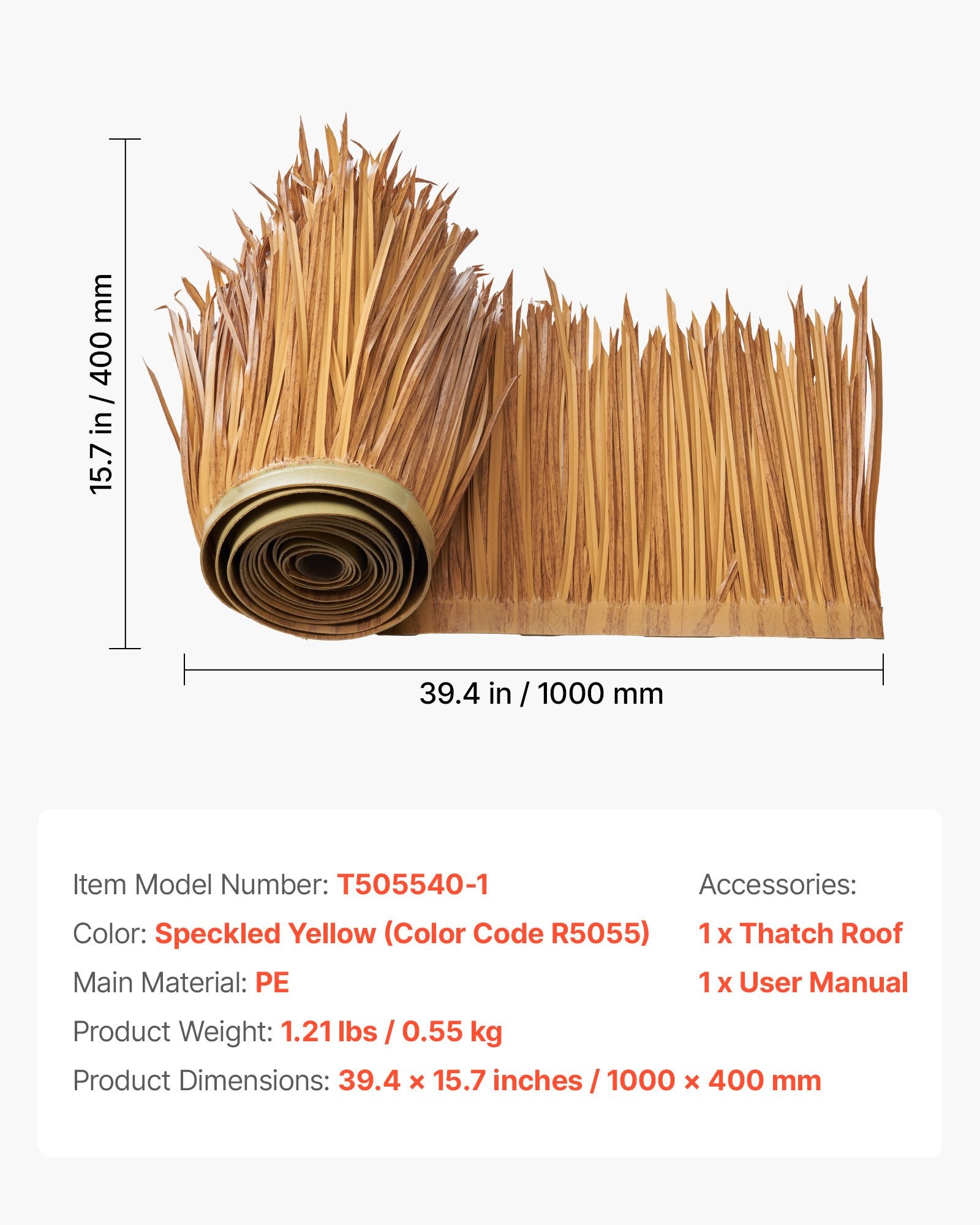 Thatch Grass Roof Artificial 0.4x1m Mexican Tiki Waterproof Fire-Resistant