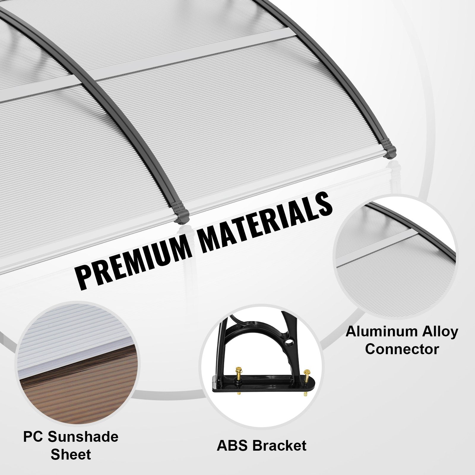 Window Door Awning Canopy 40x40in Polycarbonate Outdoor Entry Overhang